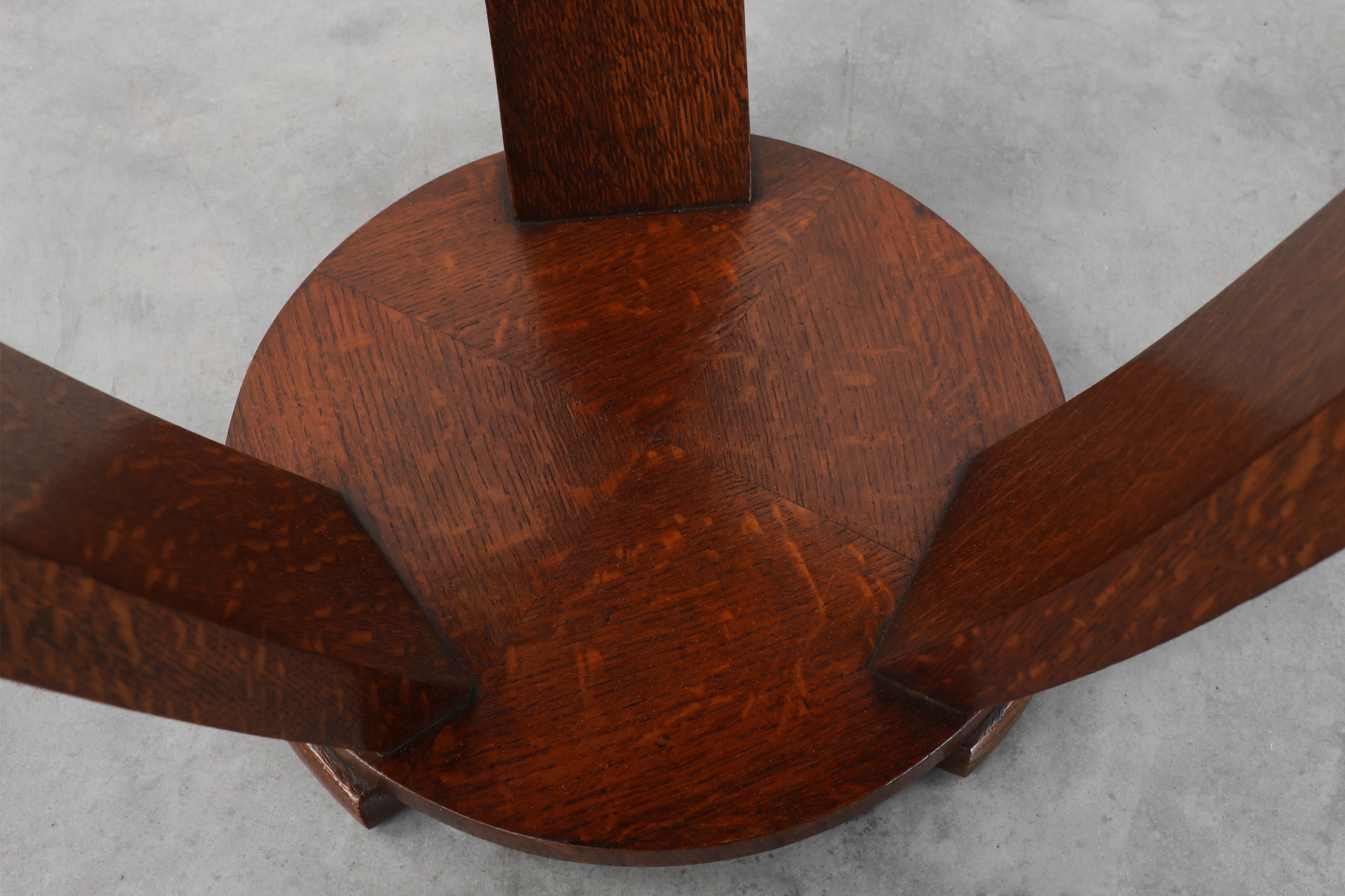 Art Deco side table in wood and chess style veneered top, France ca. 1940thumbnail